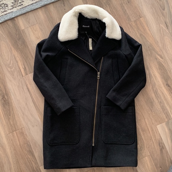 NWT Madewell Eldridge Zip Coat in Insuluxe Fabric, Dark Grey Melange - Picture 3 of 10